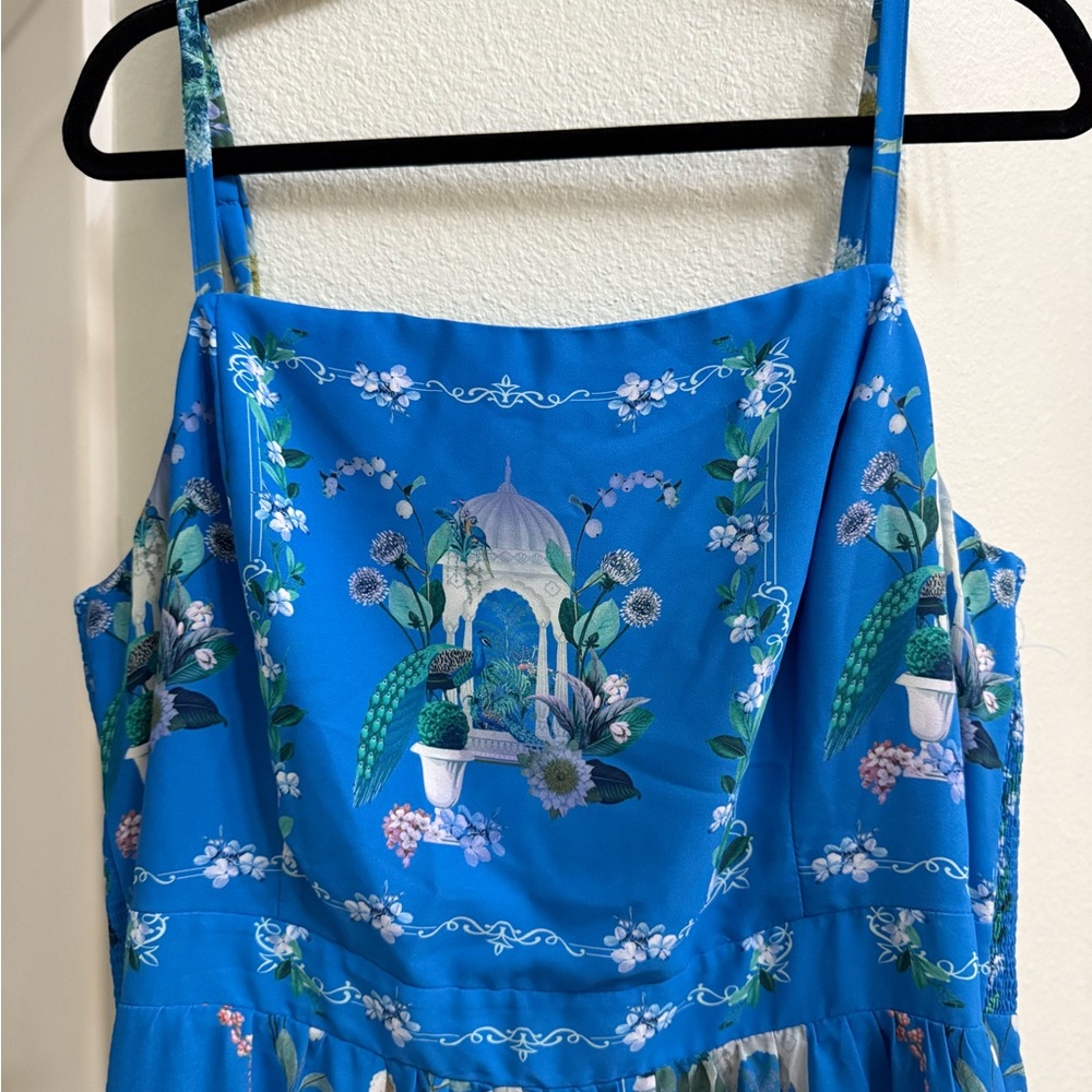 City Chic women’s size 20 Vibrant Blue Garden Maxi Dress ruffle hem sleeveless - Picture 6 of 15